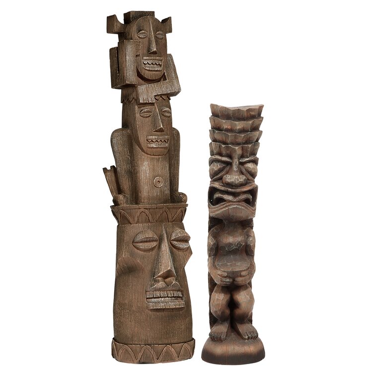 2 Piece Tiki Gods Three Pleasures and Luau Statues